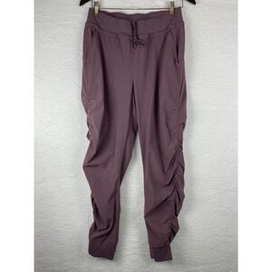 Athleta Attitude Pant Mauve Purple Ruched Side Joggers Womens Size 4 RN 54023